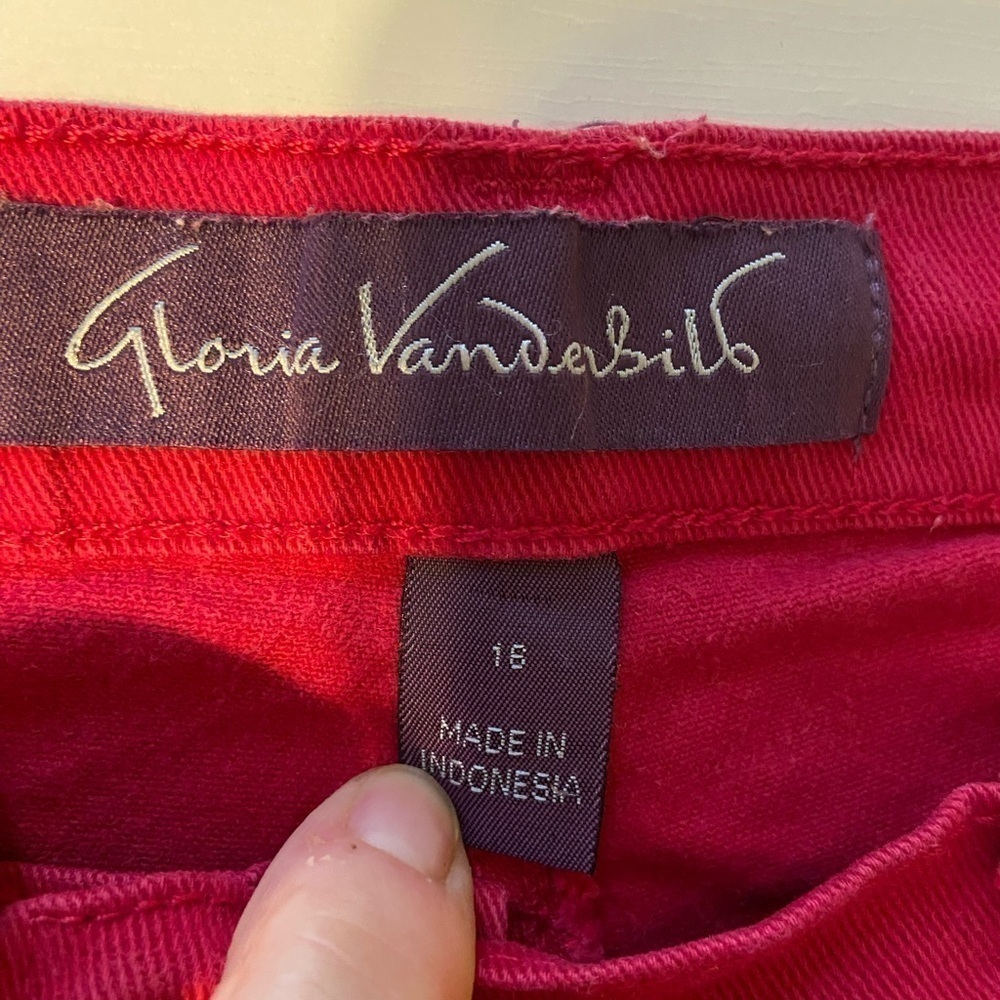 Gloria Vanderbilt Womens Size 16 Amanda Red Jeans - Picture 3 of 5